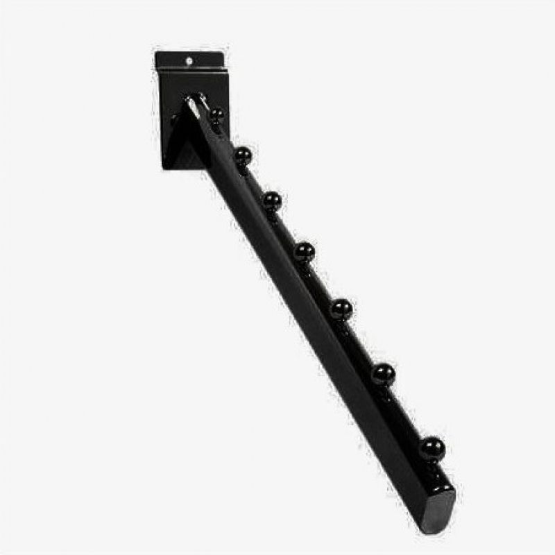 Black inclined metal bar for slatwall : Presentoirs shopping