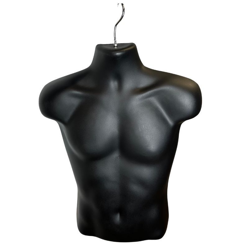 Black male mannequin bust with hook