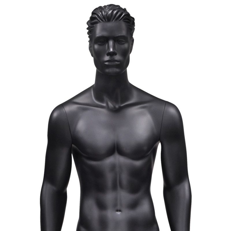 Black mat stylised with hair male mannequin