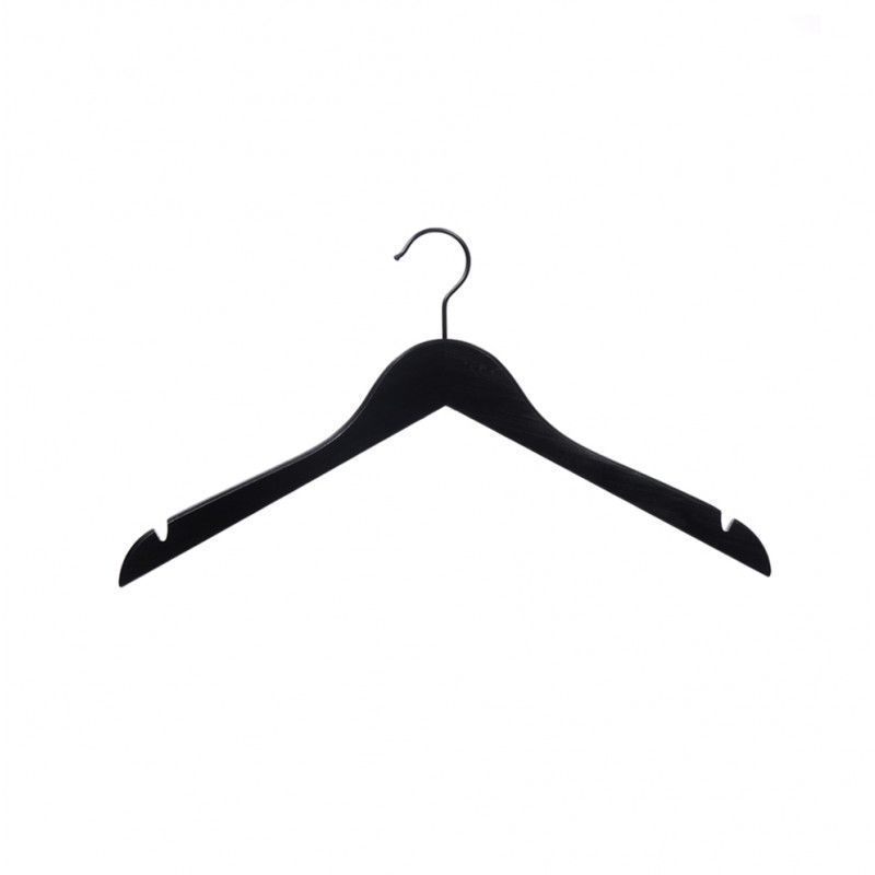 10 Black wooden hanger 39 cm : Cintres magasin