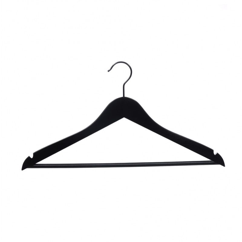 25  Black wooden hangers 44 cm : Cintres magasin