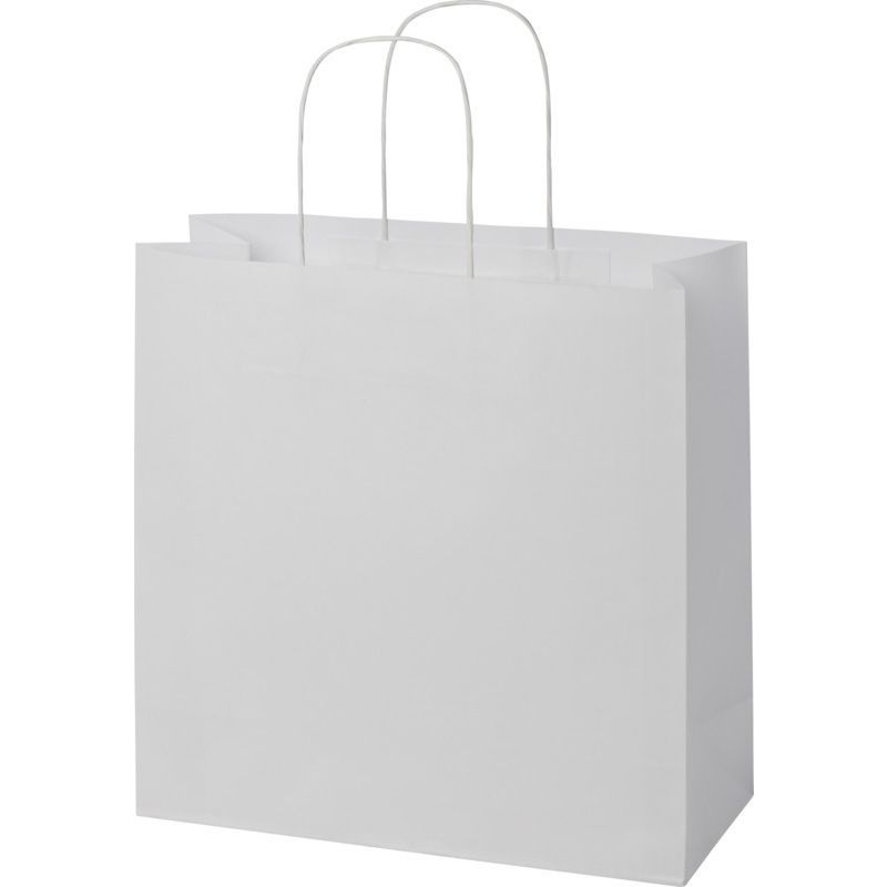 Bolsa mediana de papel blanco de 80g asas retorcidas : Paper Bags