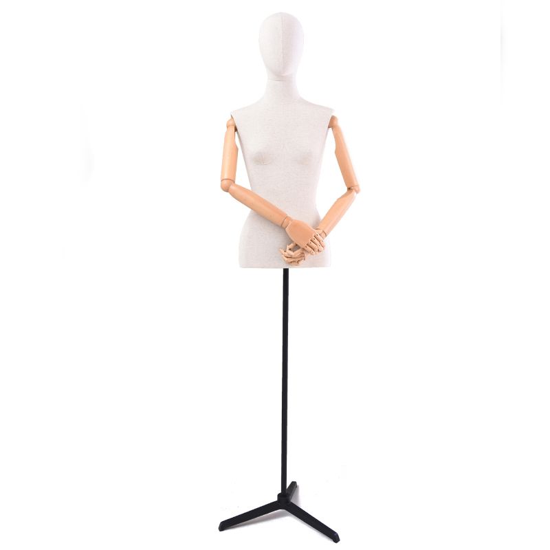 Buste couture femme toile &eacute;cru lin avec base tripod : Bust shopping