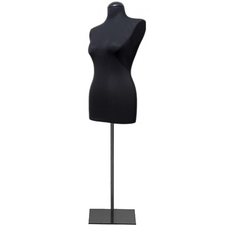 Buste couture noir avec base metal rectangulaire : Bust shopping