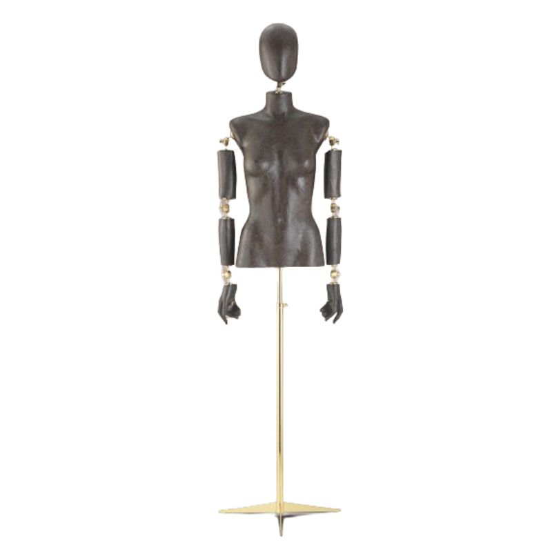 Buste de femme en papier mâché avec base dorée : Mannequins vitrine