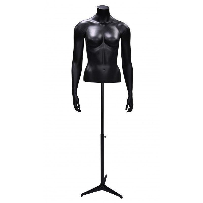 Buste femme avec bras et base tripod coloris noir : Bust shopping