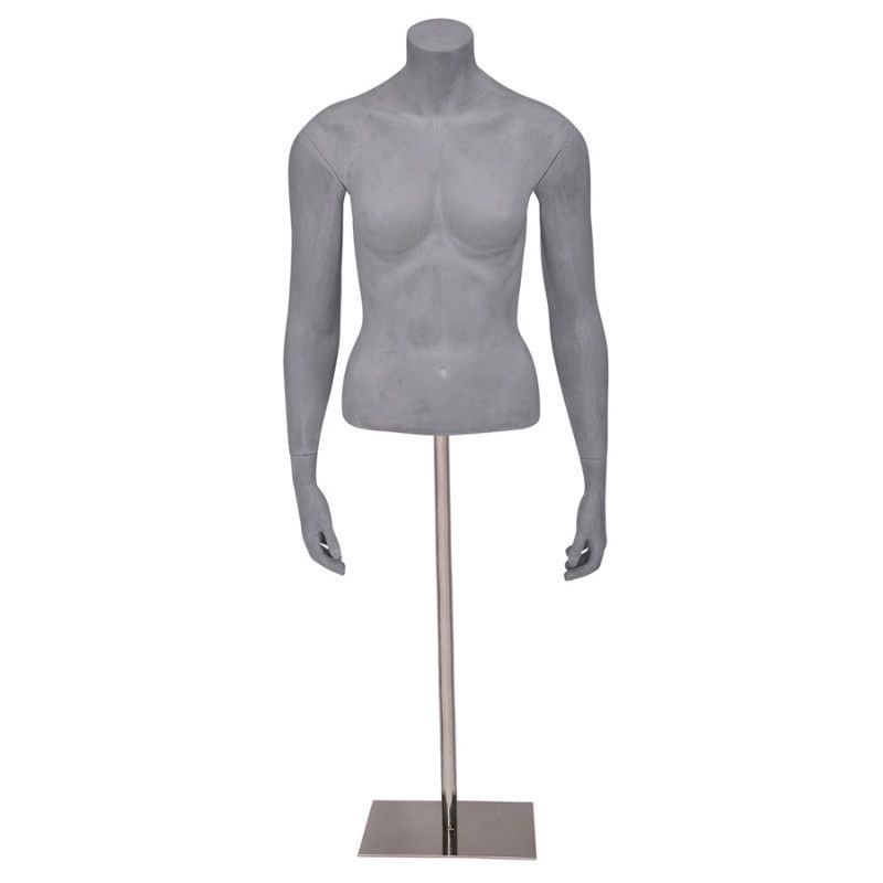 Buste femme gris ciment avec base metal : Bust shopping