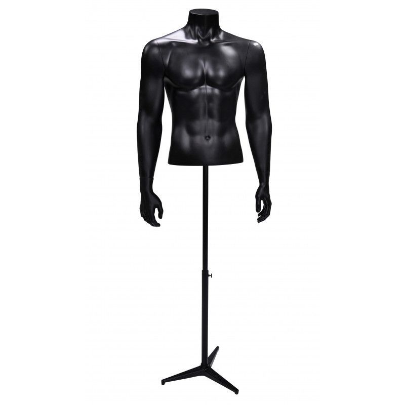 Buste homme avec bras et base tripod coloris noir : Bust shopping