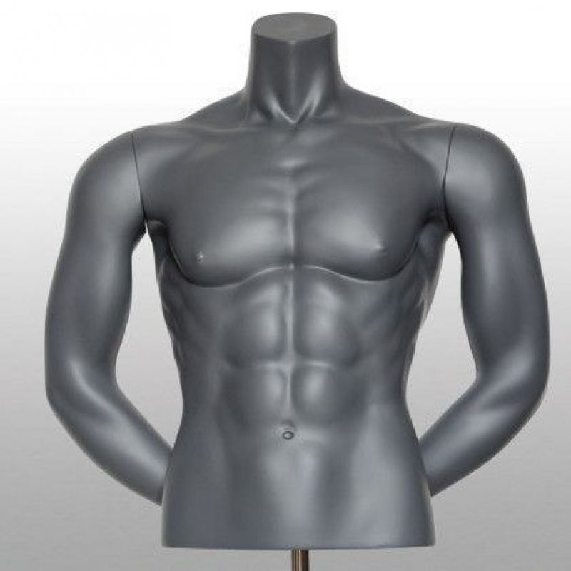 Buste homme sport avec bras dans le dos gris : Bust shopping