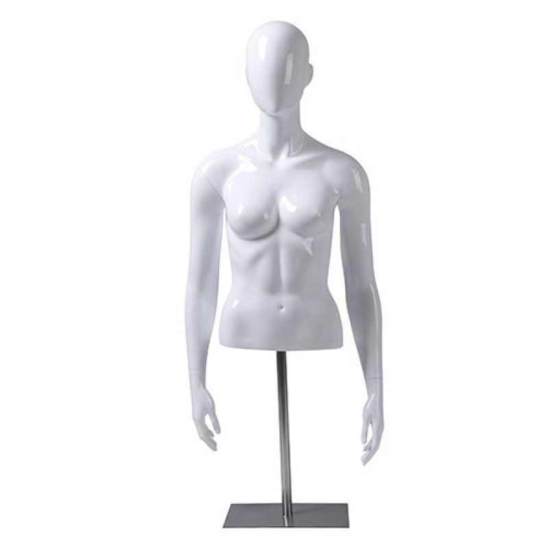 Buste mannequin femme avec t&ecirc;te blanc brillant : Bust shopping