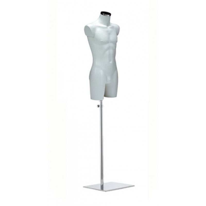 Buste mannequin homme en pvc blanc et base metal : Mannequins vitrine