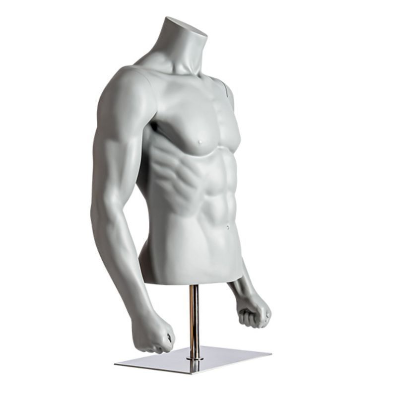 Buste de mannequin de sport gris avec poings ferm&eacute;s : Bust shopping