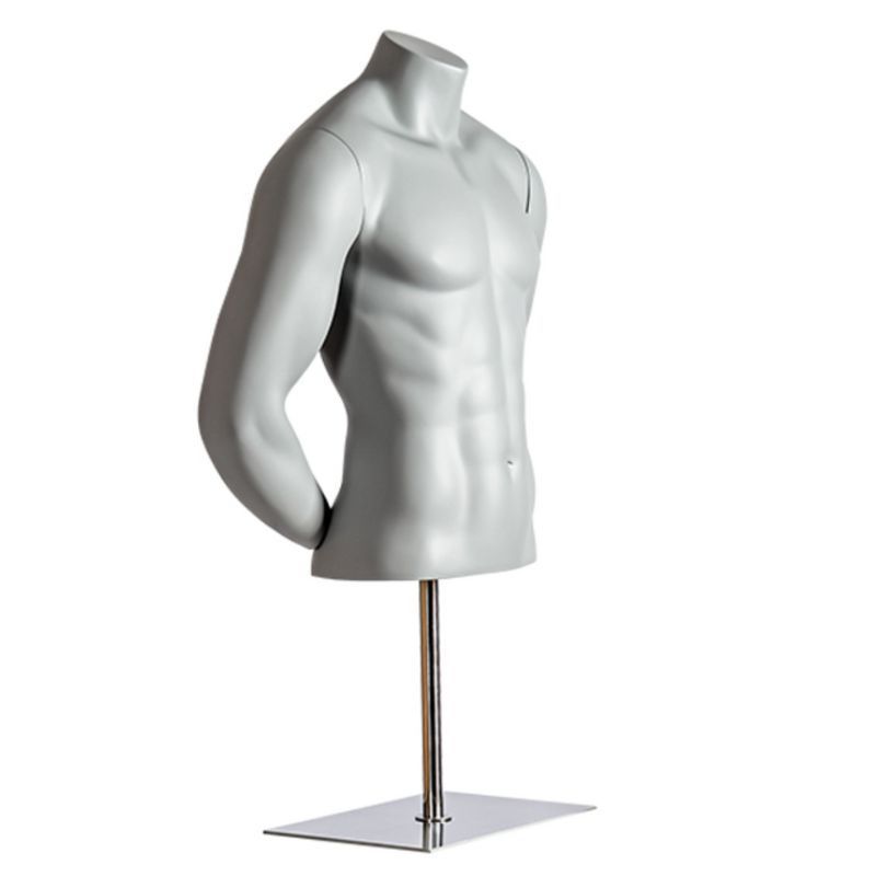 Buste mannequin homme sport gris mains dans le dos : Bust shopping