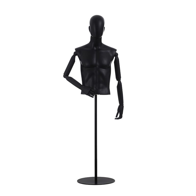 Mannequin De Vitrine Abstrait Pour Homme Assis - Noir Brillant, 190 Cm, Démontable En 7 Pièces - Eurotondisplay