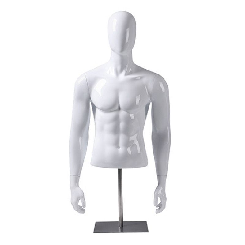 Busto de manichino uomo 1/2 busto con braccio bianco ... Busti uomo con testa colore bianco : Bust shopping