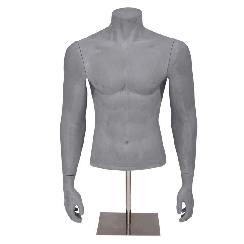 Busto hombre con brazos y base color gris : Bust shopping