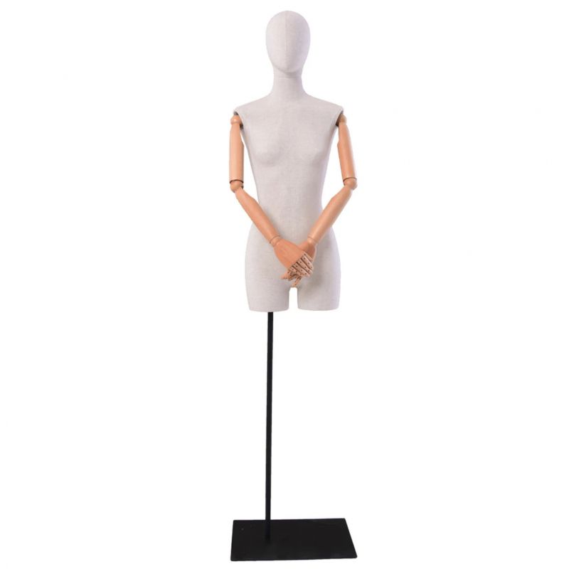 Busto senora con cabeza tela lino + base metal negro : Bust shopping