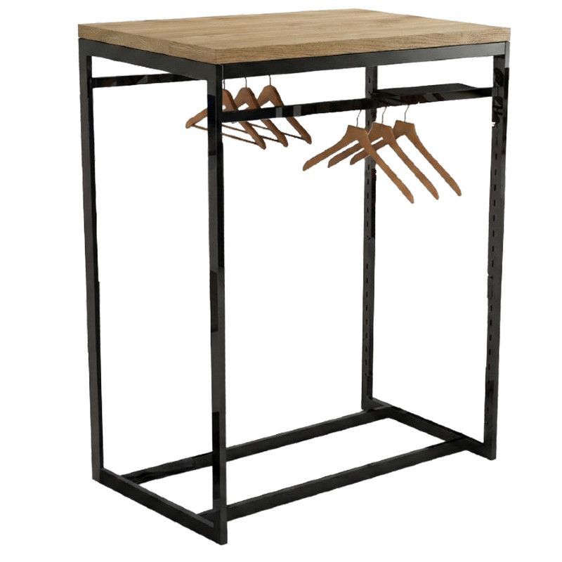 Black central gondola with oak shelf, with a contemporary and ... Central black gondola with oak top shelf : Mobilier shopping