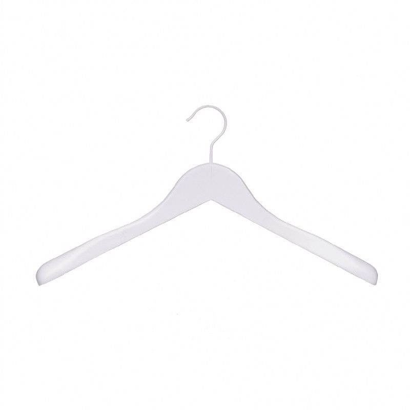 10 Cintres bois blanc avec epaule pour veste 44 cm : Cintres magasin