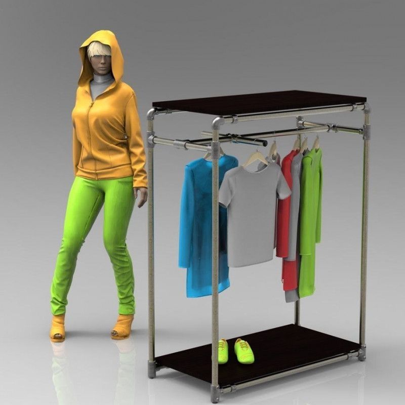Clothing rack for store with industrial pipes : Portants shopping
