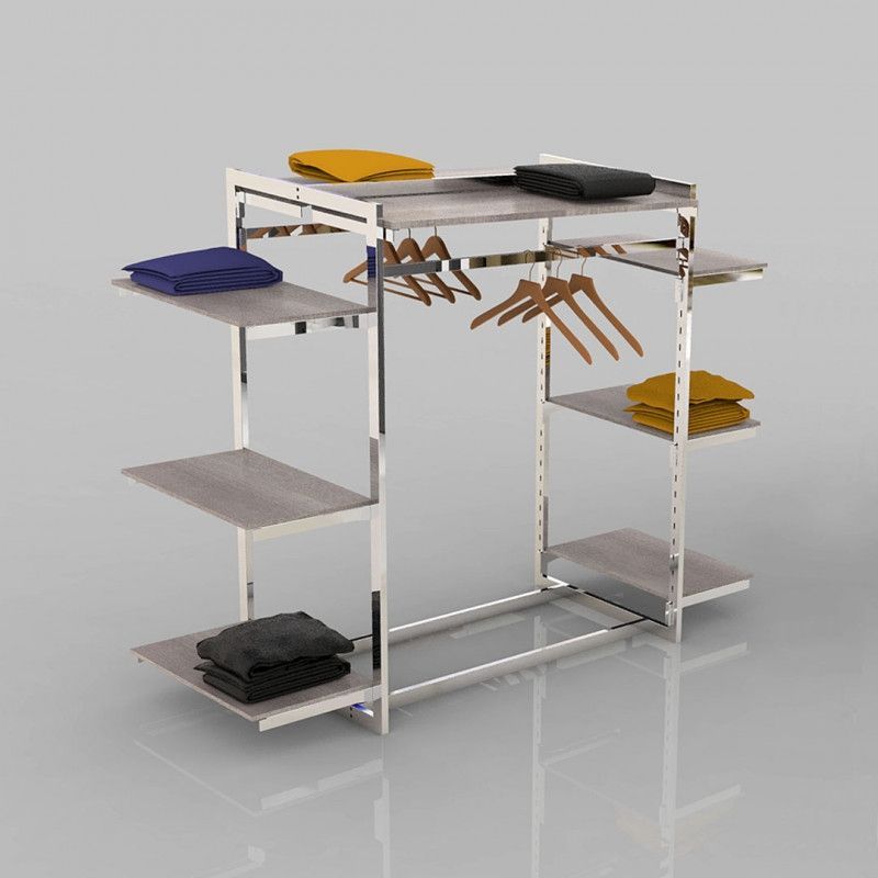 Clothing rail with chrome metal shelves H140 X 184 X 60 : Portants shopping