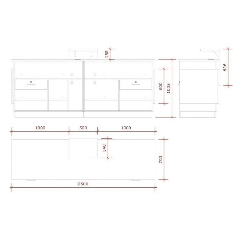 Image 2 : Profondeur : 70 cm 
Largeur : 250 ...