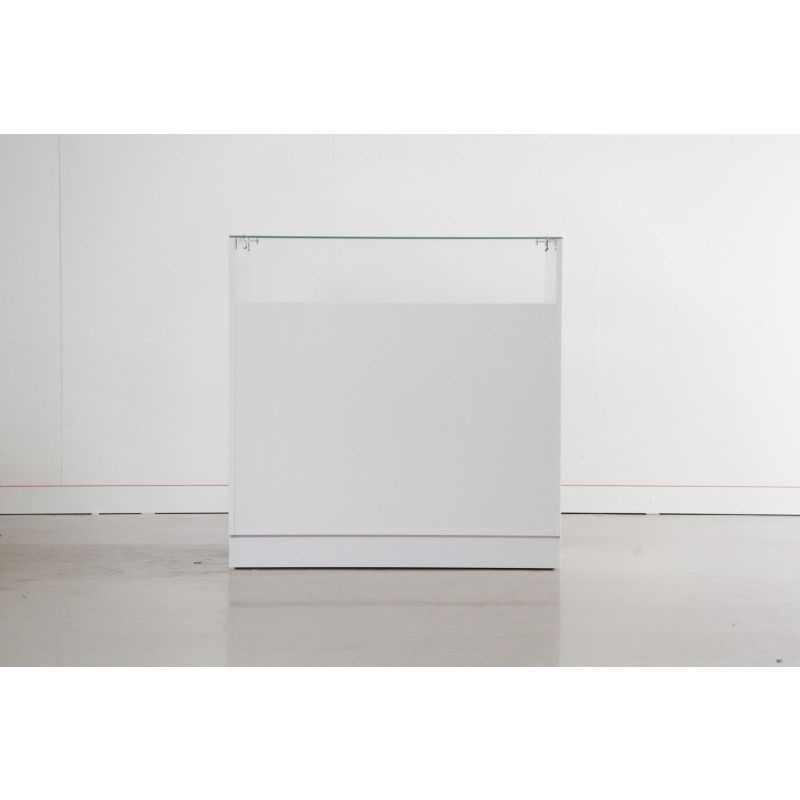 comptoir blanc avec partie en verre 100cm : Comptoirs shopping