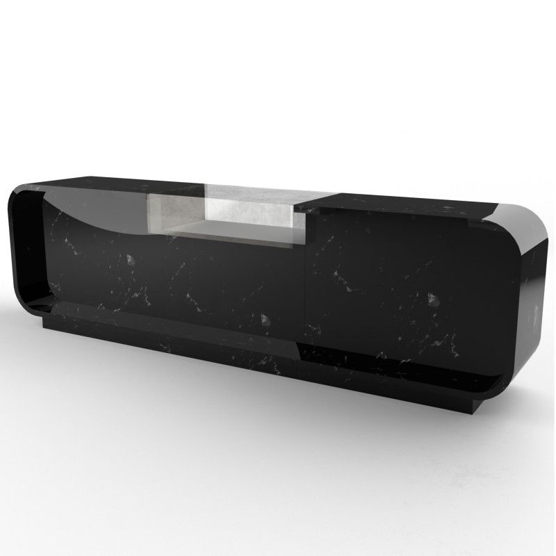 Le comptoir moderne en MDF renforcé finition noir brillant est ... Comptoir moderne de magasin noir brillant 310cm : Comptoirs shopping