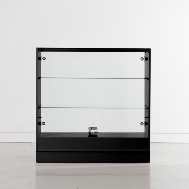 Comptoir noir brillant avec vitrine de 100 CM de large : Comptoirs shopping