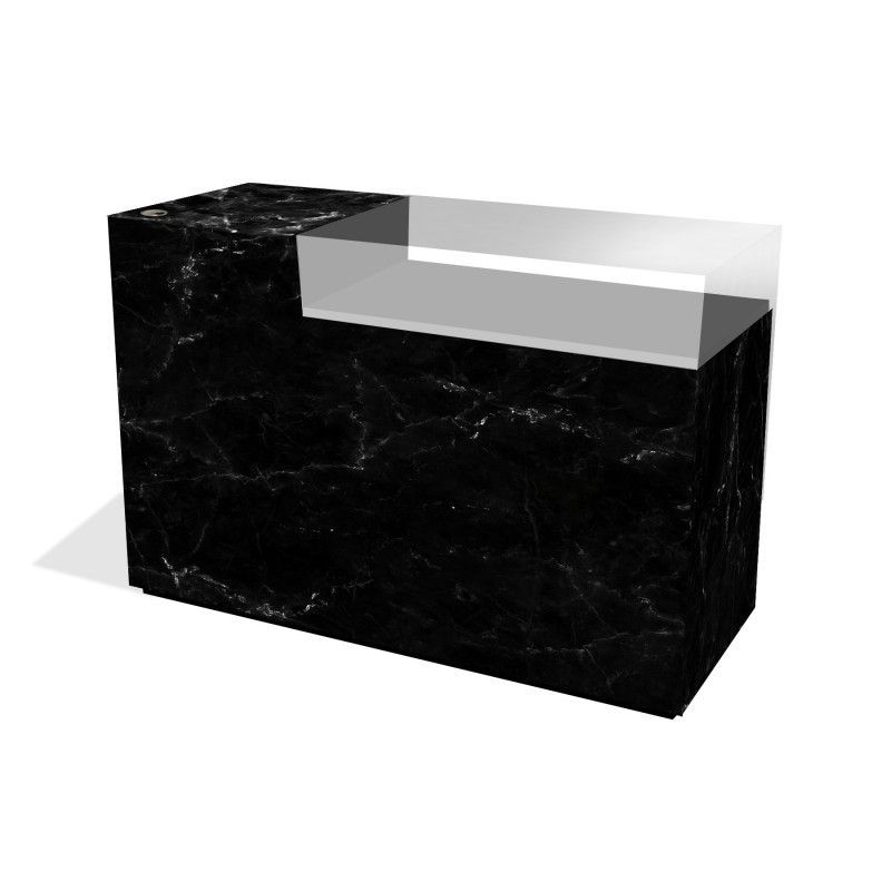 Comptoir noir effet marbre brillant 150 cm : Mobilier shopping