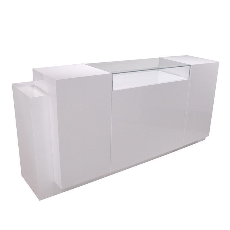 Comptoir pour magasin blanc brillant 230cm : Comptoirs shopping