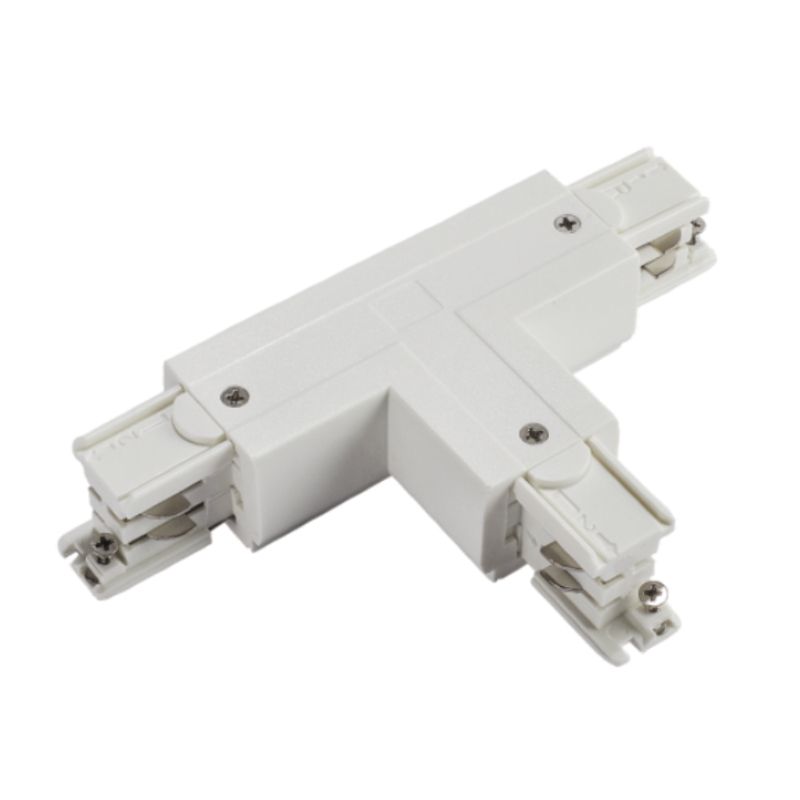 Connecteur blanc en T pour rail LED triphas&eacute; : Eclairage