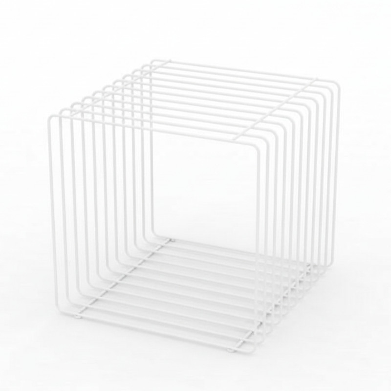 Questo podio in filo d'acciaio bianco offre una soluzione ... Cubo espositivo bianco impilabile 40x40x40cm : Presentoirs shopping