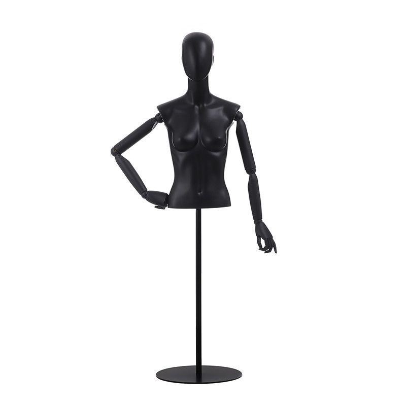 Halbe Büste einer weiblichen Schaufensterpuppe mit runder Metallbasis in ... Damen schaufensterfiguren bust mith kopf und stand : Bust shopping