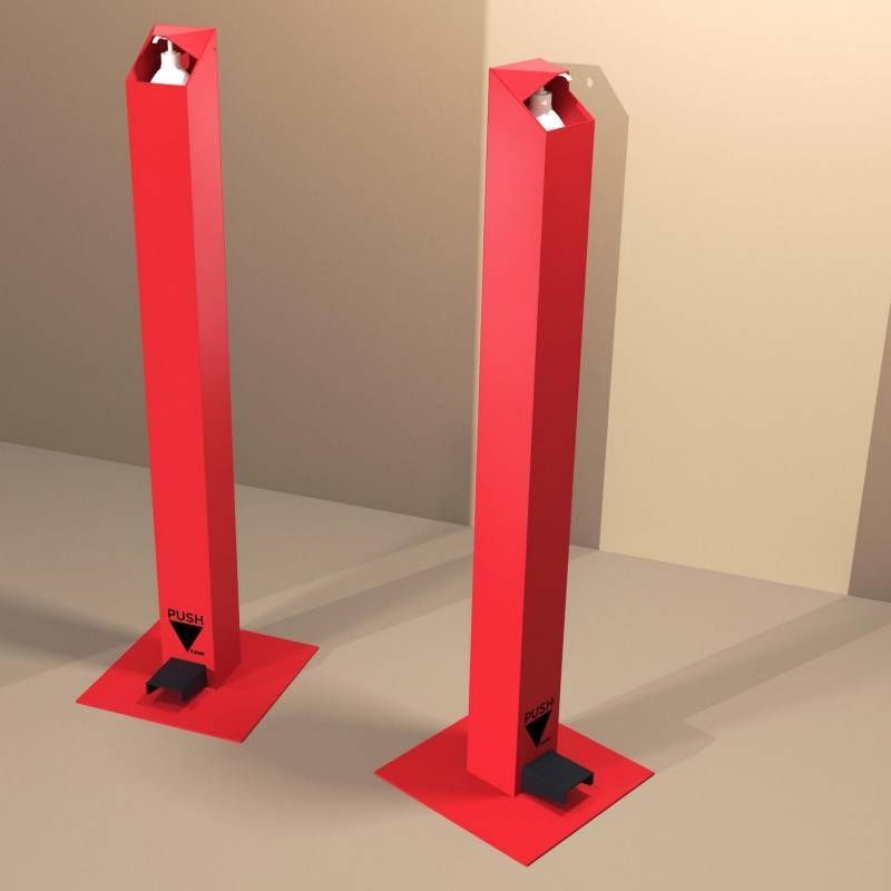 Dispensador de gel hidroalcoh&oacute;lico metal rojo con pedal : securite shopping
