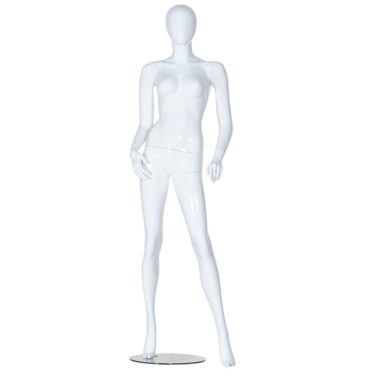 Display abstract woman mannequin white glossy effect