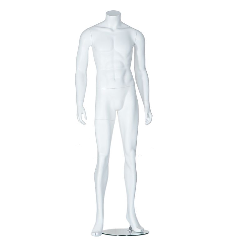 Display male mannequin headless white  matte finish : Mannequins vitrine