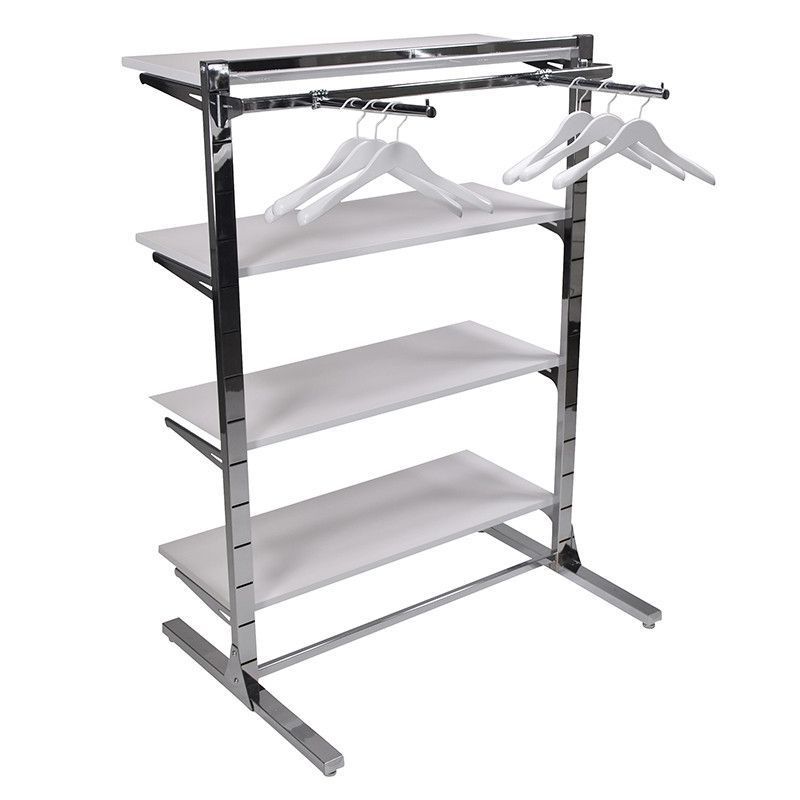 Shelves white finish plank chrome bar H 145 X 105 X 73 : Presentoirs shopping