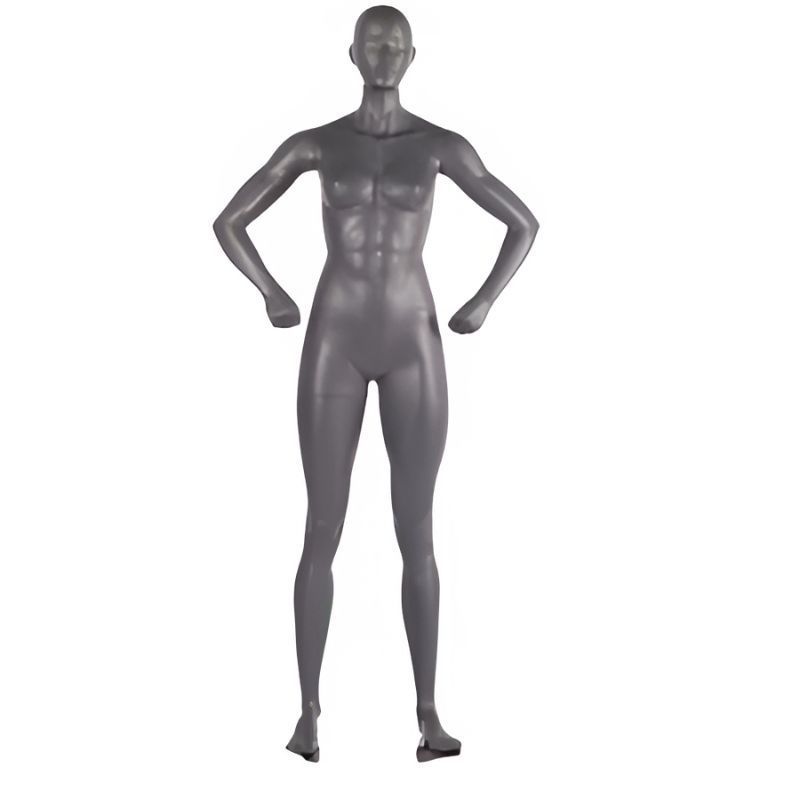 Display sport female mannequins gray hands on hips : Mannequins vitrine