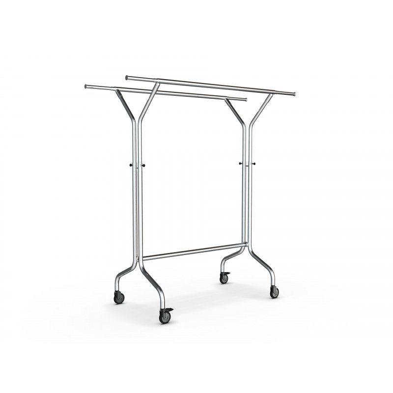 Double Chromed clothing rails for store with wheels : Portants shopping