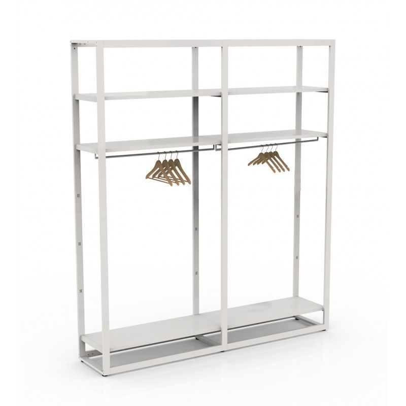 Modular shelf gondola white H 240 x 210 x 45 CM : Portants shopping