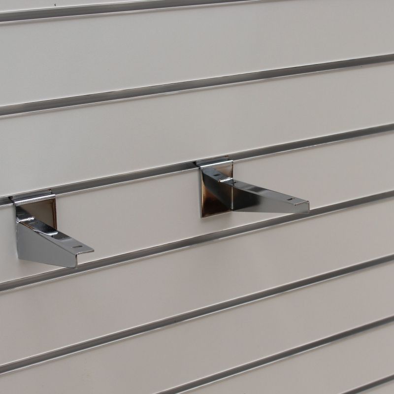 Equerres pour &eacute;tag&egrave;res panneaux rainur&eacute;s x 15cm : Mobilier shopping