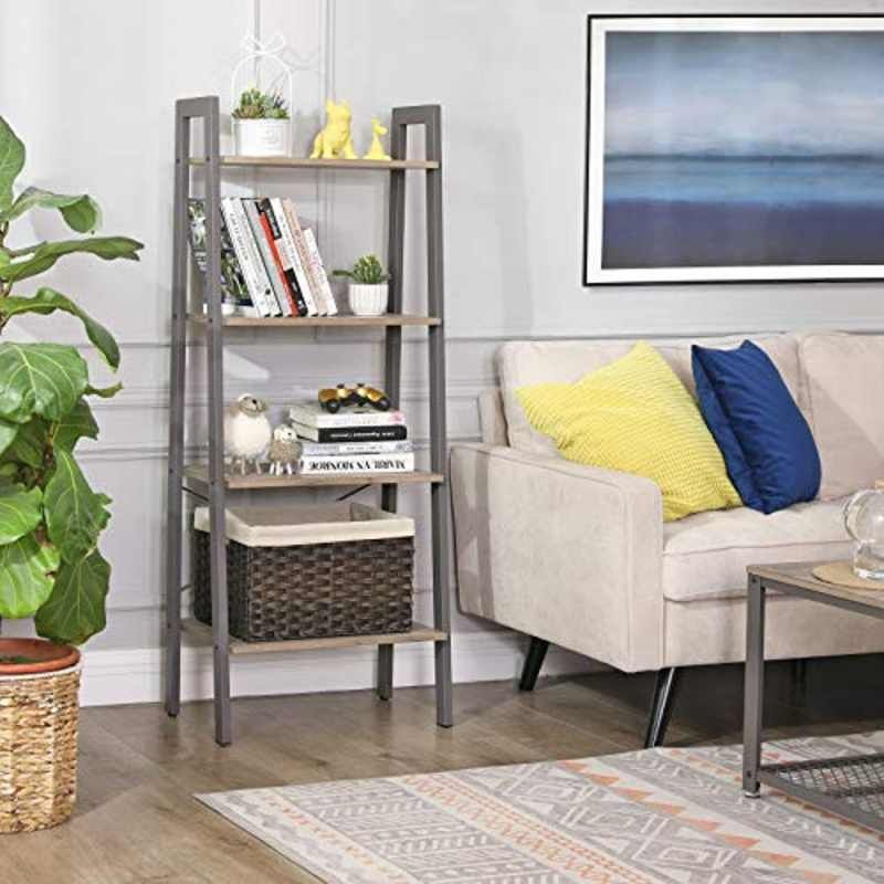 Ce meuble de rangement est idéal pour ranger vos ... Etagère échelle avec 4 niveaux en bois et cadre acier : Mobilier bureau