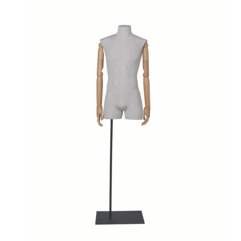 Fabric bust man with wooden arms and rectangular base : Bust shopping