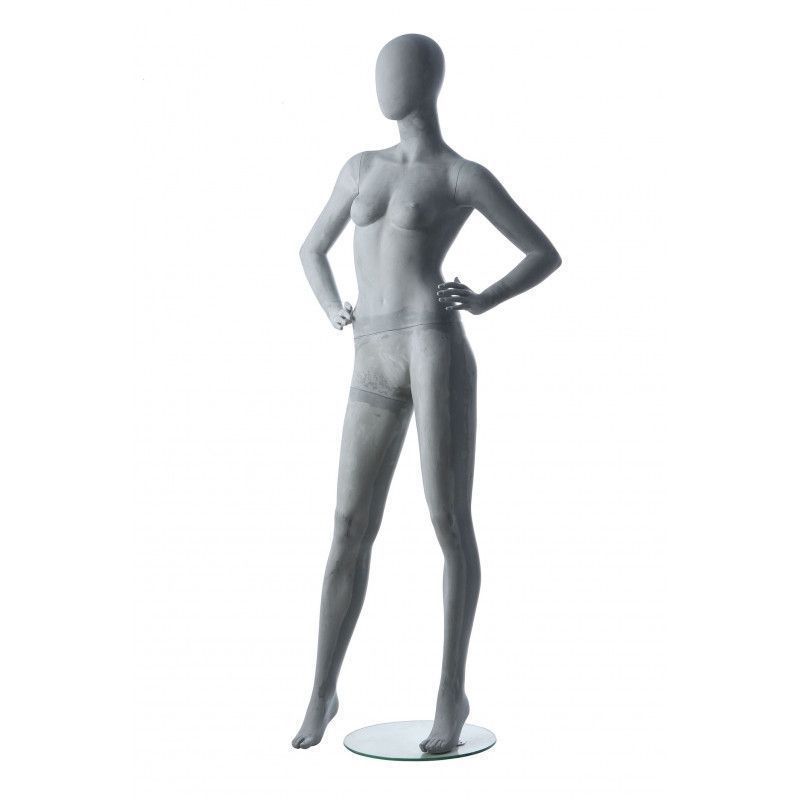 Faceless female mannequins grey finish : Mannequins vitrine
