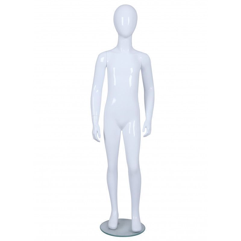 Faceless kid mannequin gloss white 9 years old : Mannequins vitrine