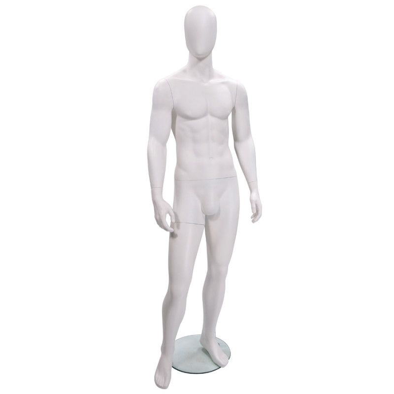 Faceless male display mannequin white color