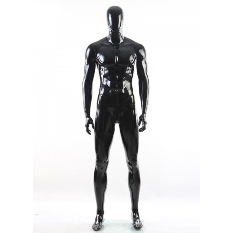 Faceless male mannequin black glossy : Mannequins vitrine