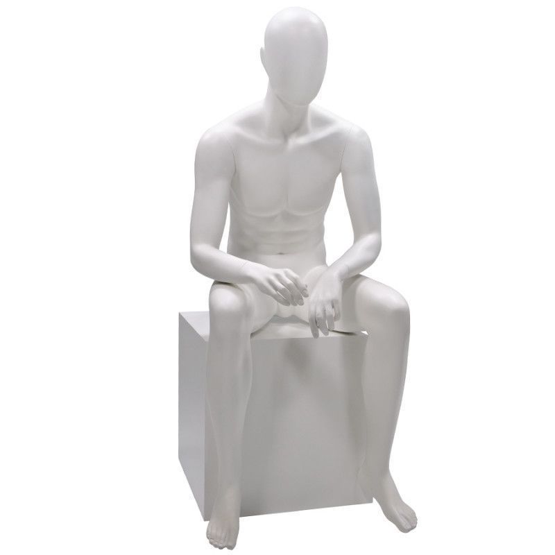 Image 1 : Faceless seated male mannequin white ...
