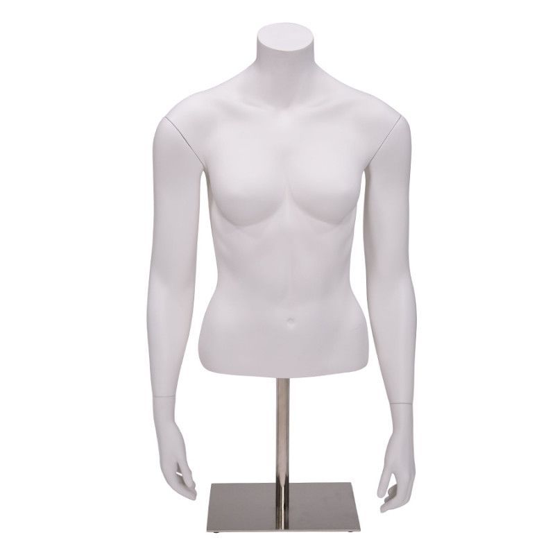 Female bust with arms and short base - white color : Bust shopping